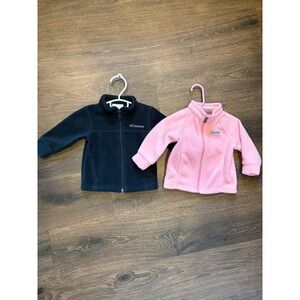Columbia Infant Fleece Jacket Bundle Black Pink Full Zip Size 6-12 Months